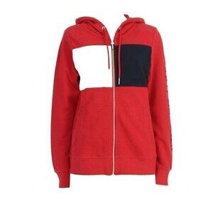 Tommy Hilfiger Icon Flag Drawstring Colorblock Blue Red White Sweater Sz XL NEW